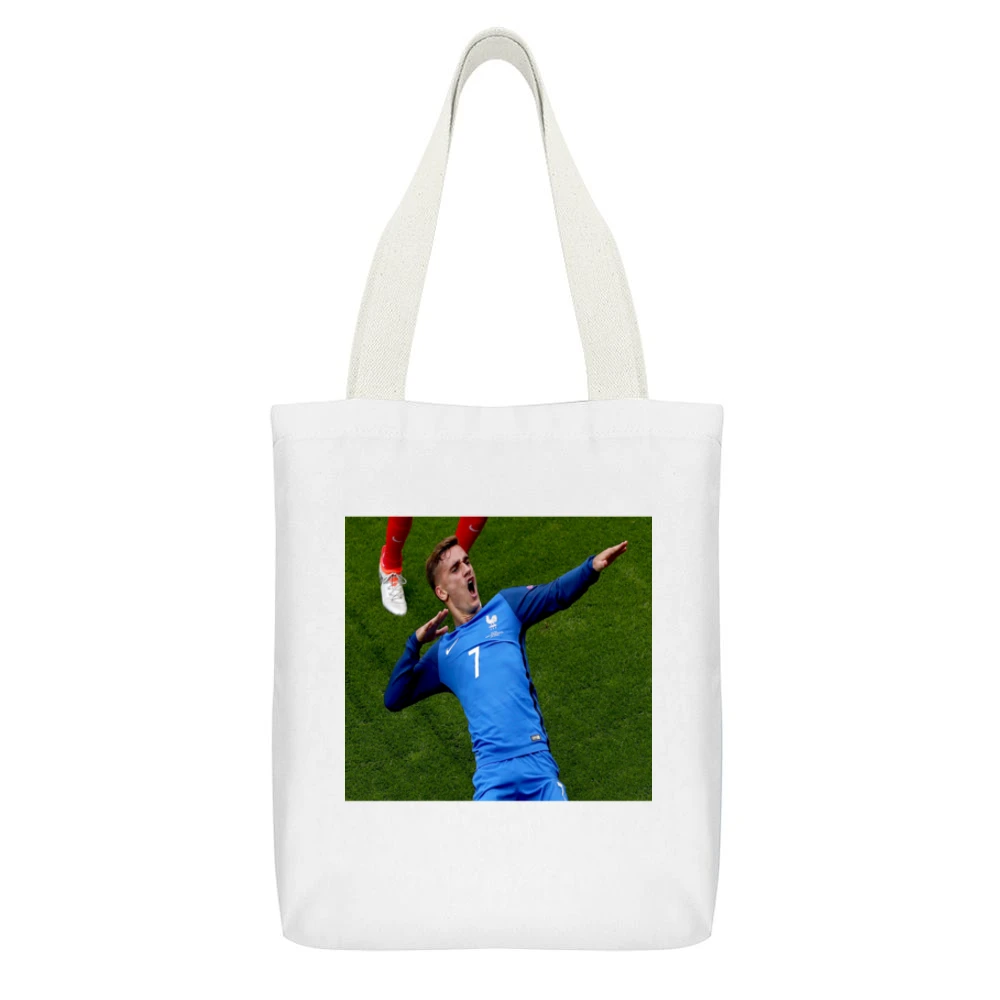 Antoine Griezmann France Tshirt (all colors and styles available) White Canvas Tote Shopping Bag With Interior Pocket