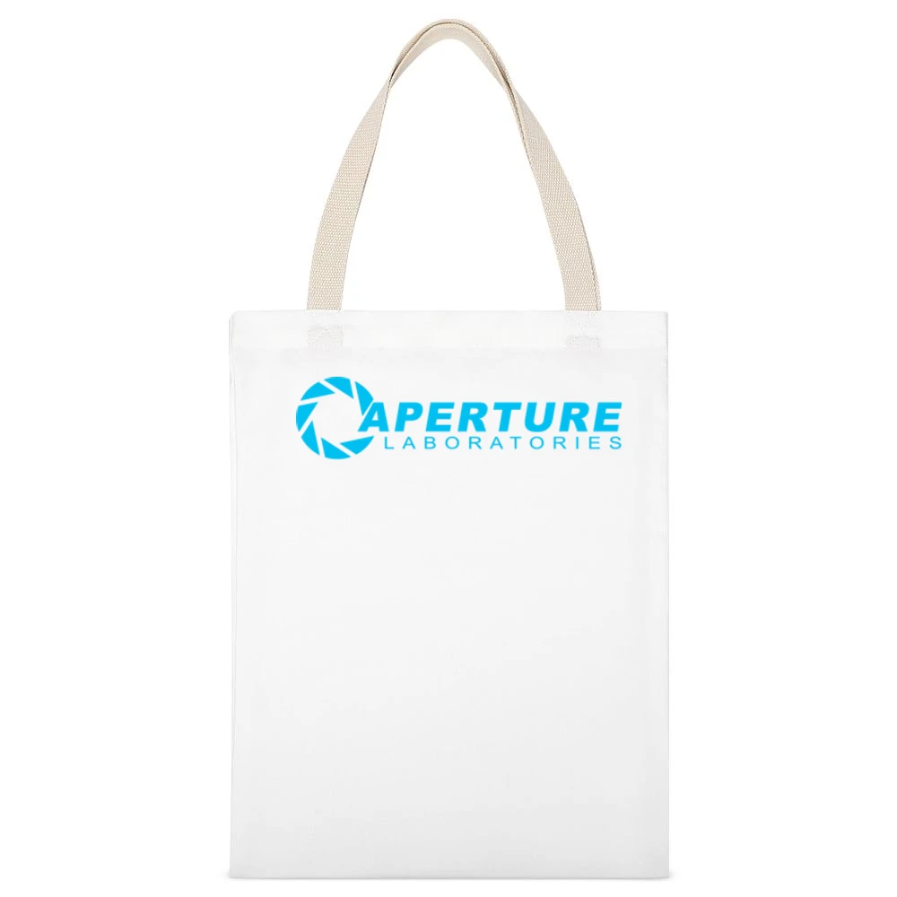 Aperture Laboratories Portal 2 Valve Video Game Nerdy Logo White Canvas Tote Shopping Bag