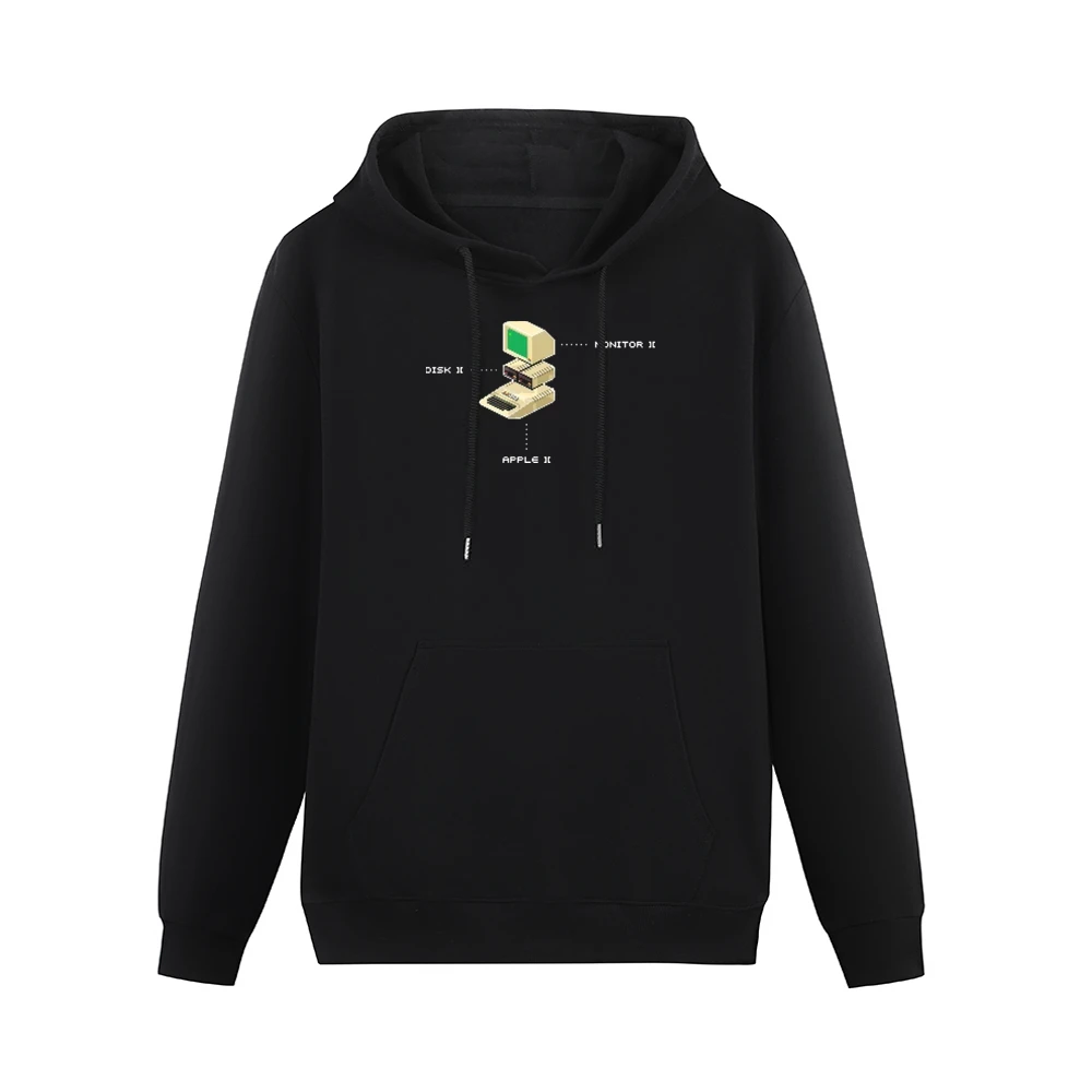 Apple 2 Computer Video Game Retro 80s Men Hoodie With Pocket