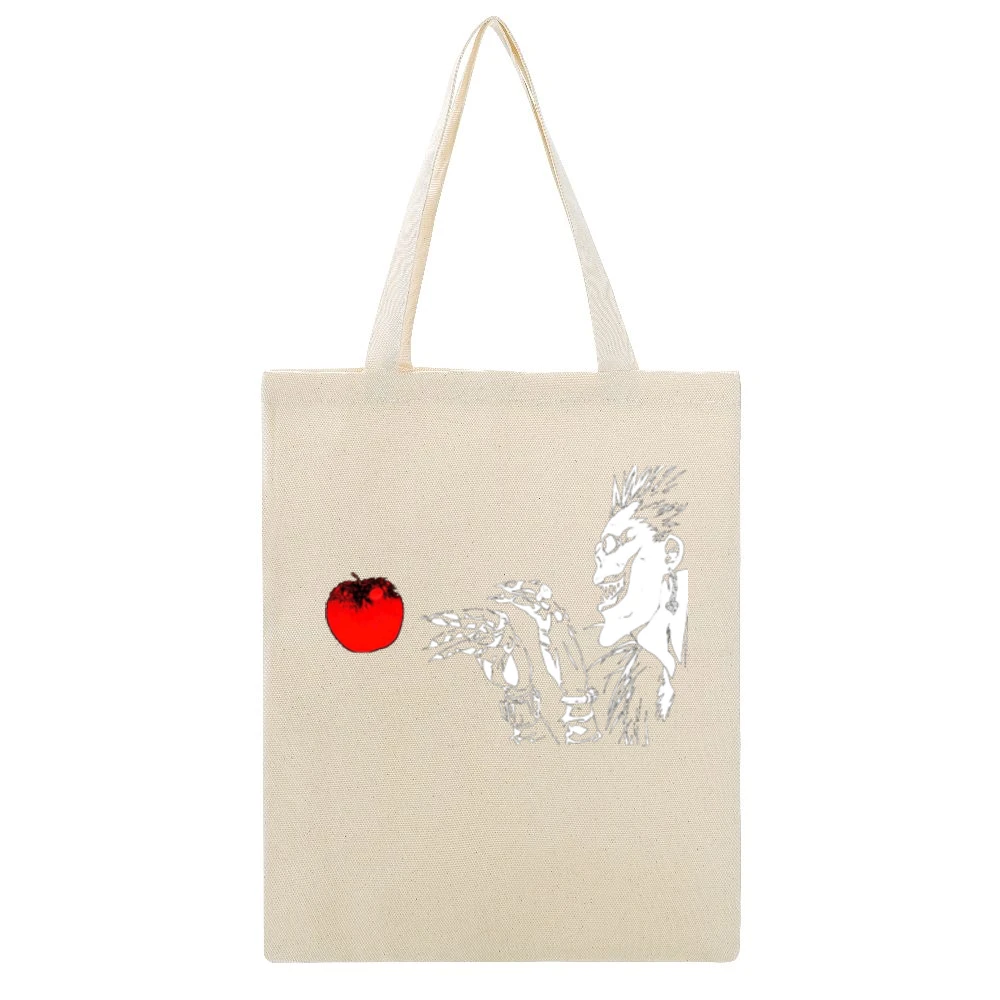 Apple ryuuk shinigami Death Note manga anime Beige Canvas Tote Shopping Bag
