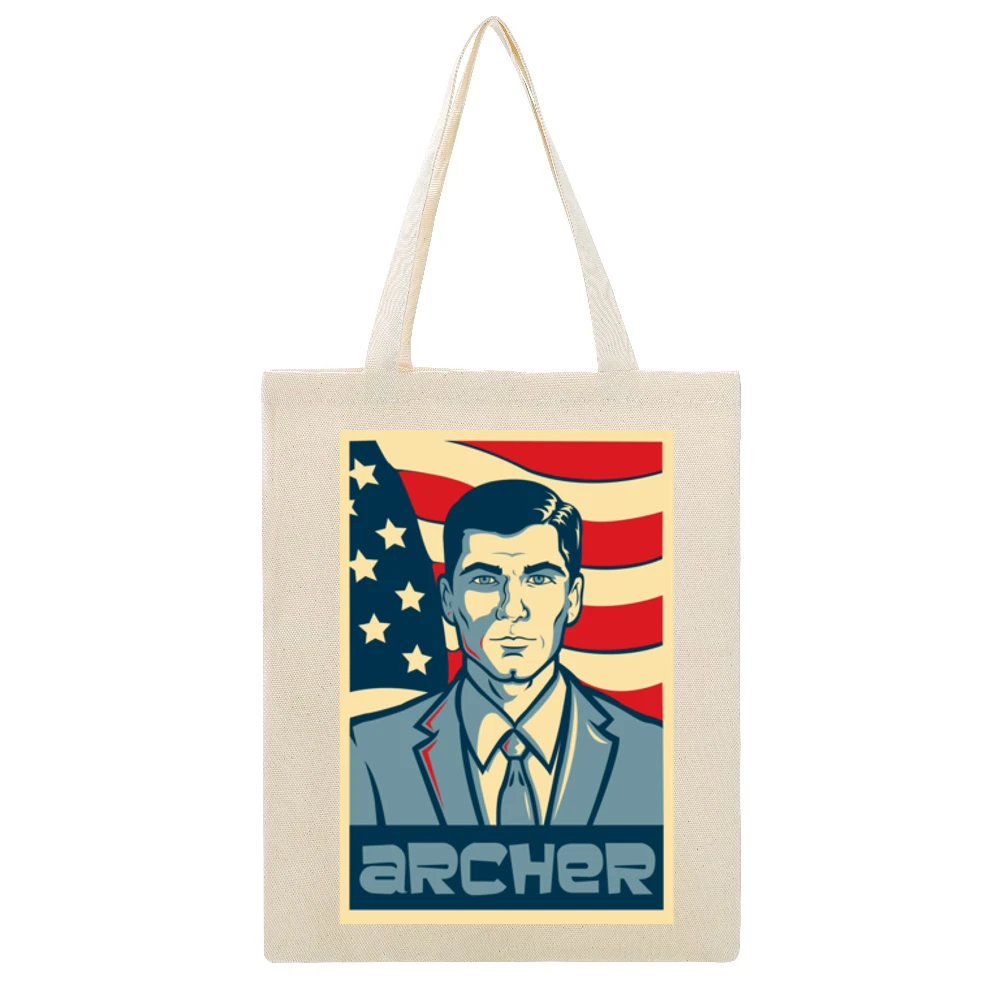 Archer American Hope Style Poster Fun Graphic Beige Canvas Tote Shopping Bag