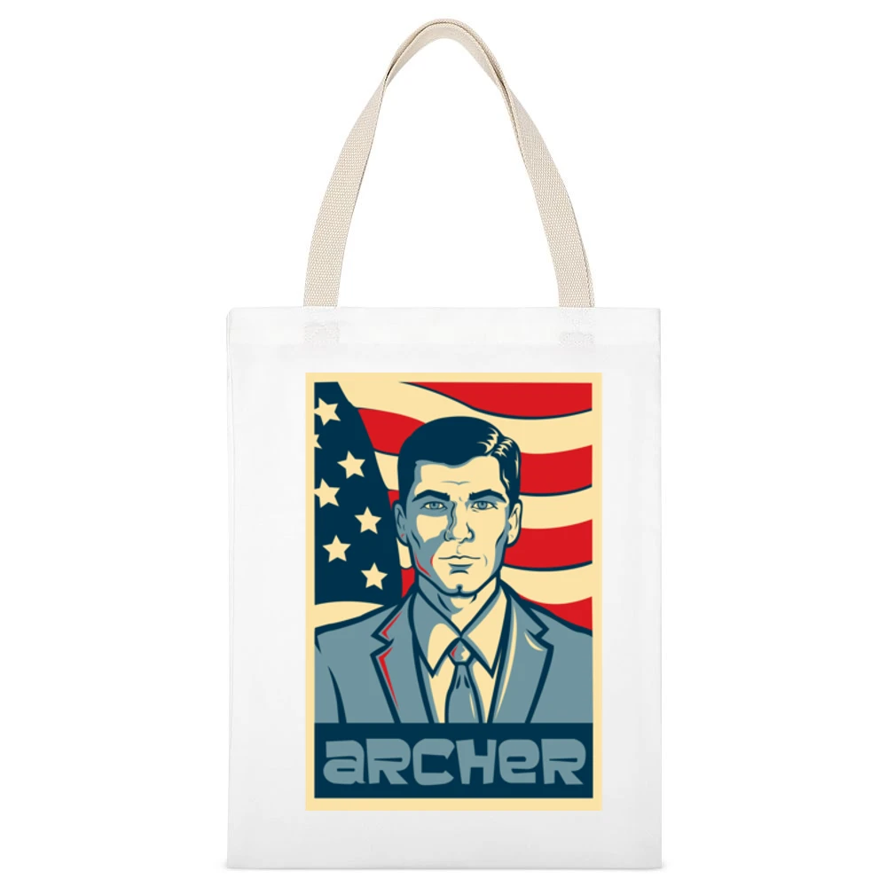Archer American Hope Style Poster Fun Graphic White Canvas Tote Shopping Bag