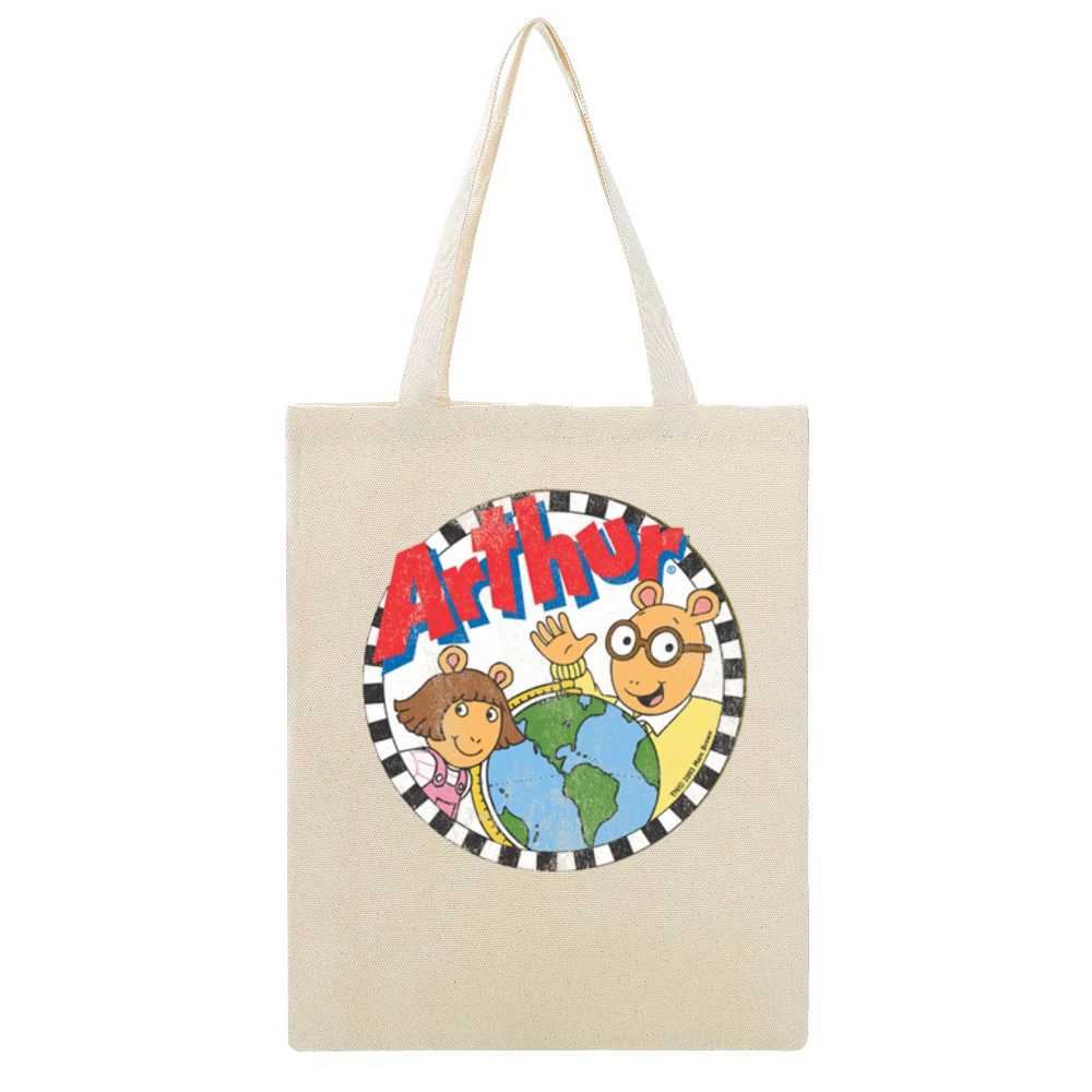 Arthur Fun 80s Vintage Retro Tv Show Graphic Tee Shirt Beige Canvas Tote Shopping Bag