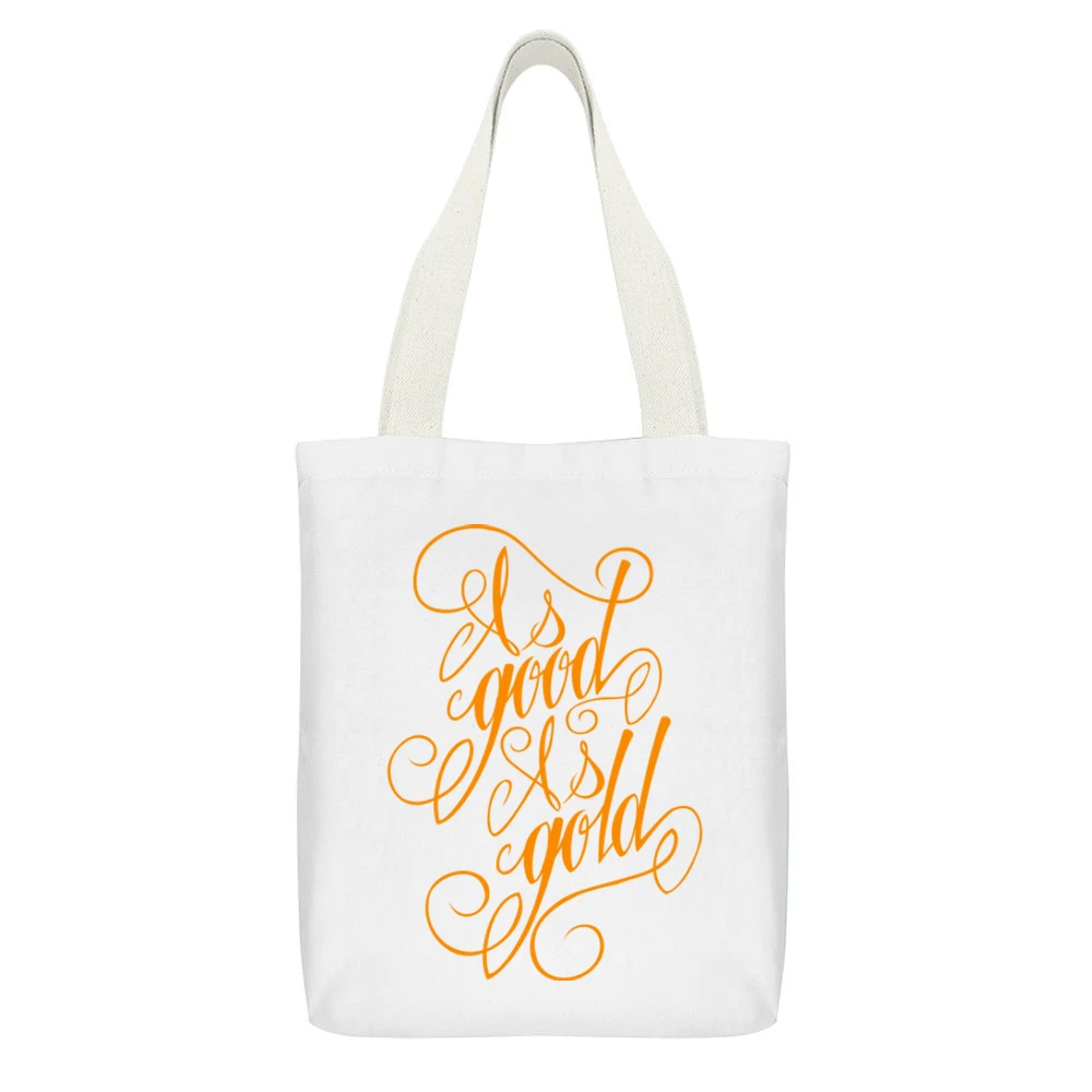 As Good as Gold White Canvas Tote Shopping Bag With Interior Pocket