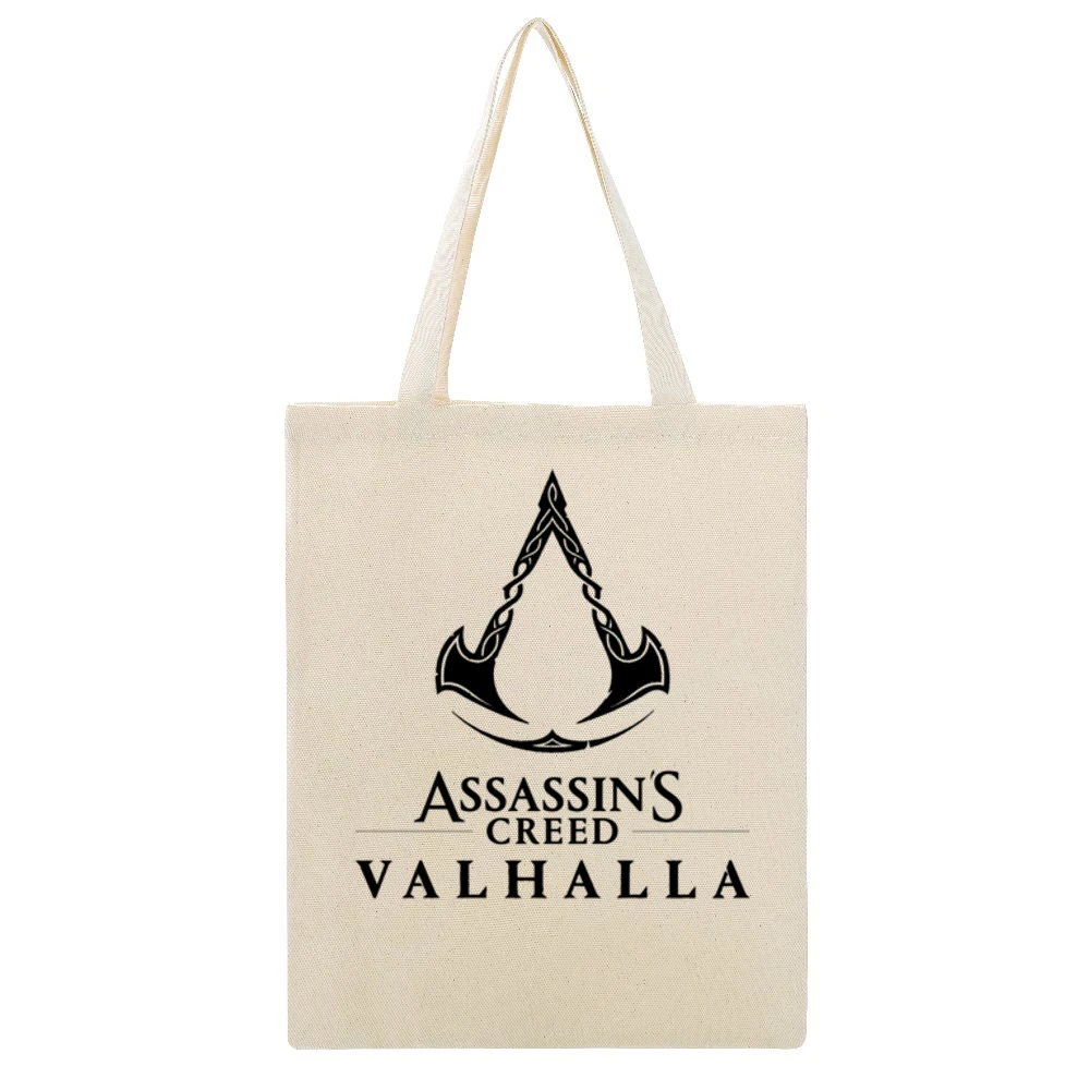 Assassins Creed Valhalla New Video Game Fan Beige Canvas Tote Shopping Bag