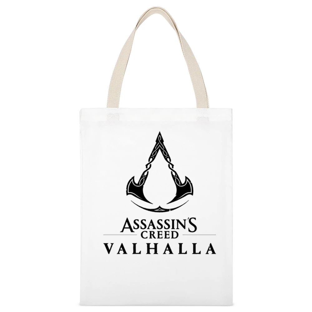Assassins Creed Valhalla New Video Game Fan White Canvas Tote Shopping Bag