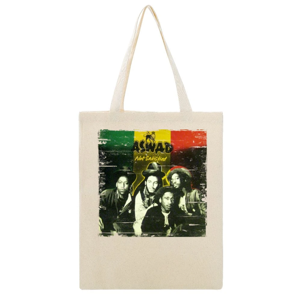 Aswad Not Satisfied Album Cover Distressed Image Beige Canvas Tote Shopping Bag