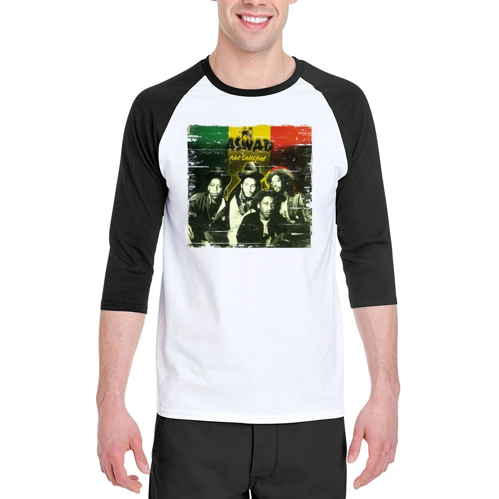 Aswad Not Satisfied Album Cover Distressed Image Men 3/4 Sleeve T-Shirt