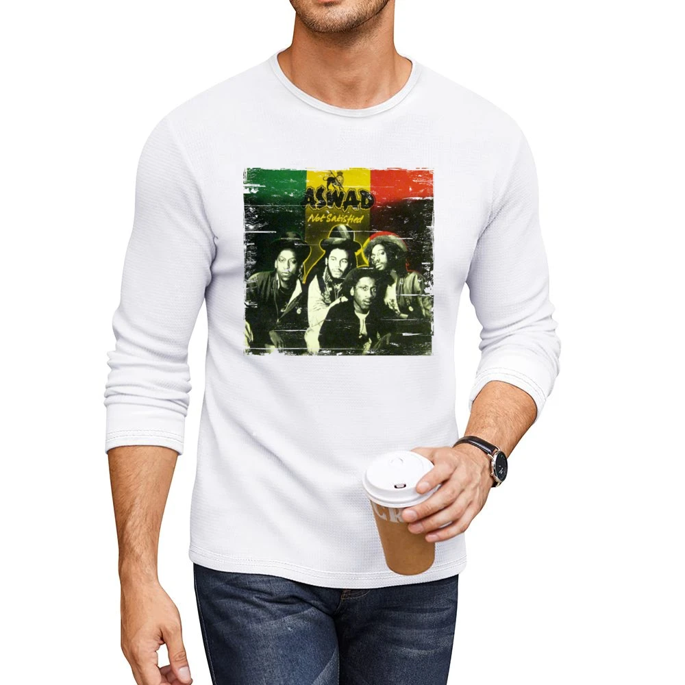 Aswad Not Satisfied Album Cover Distressed Image Men CrewNeck Long Sleeve T-Shirt