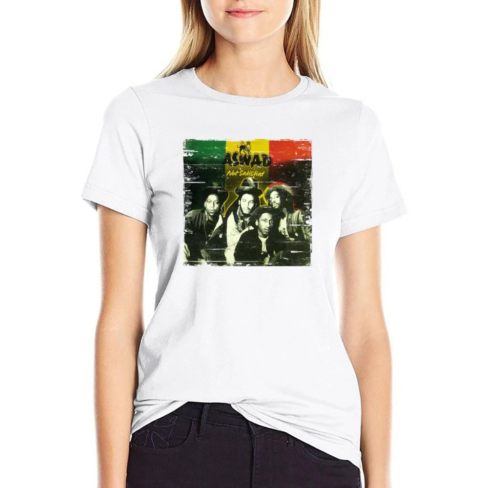 Aswad Not Satisfied Album Cover Distressed Image US Size Women Ladies T-shirt