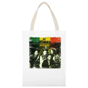 Aswad Not Satisfied Album Cover Distressed Image White Canvas Tote Shopping Bag