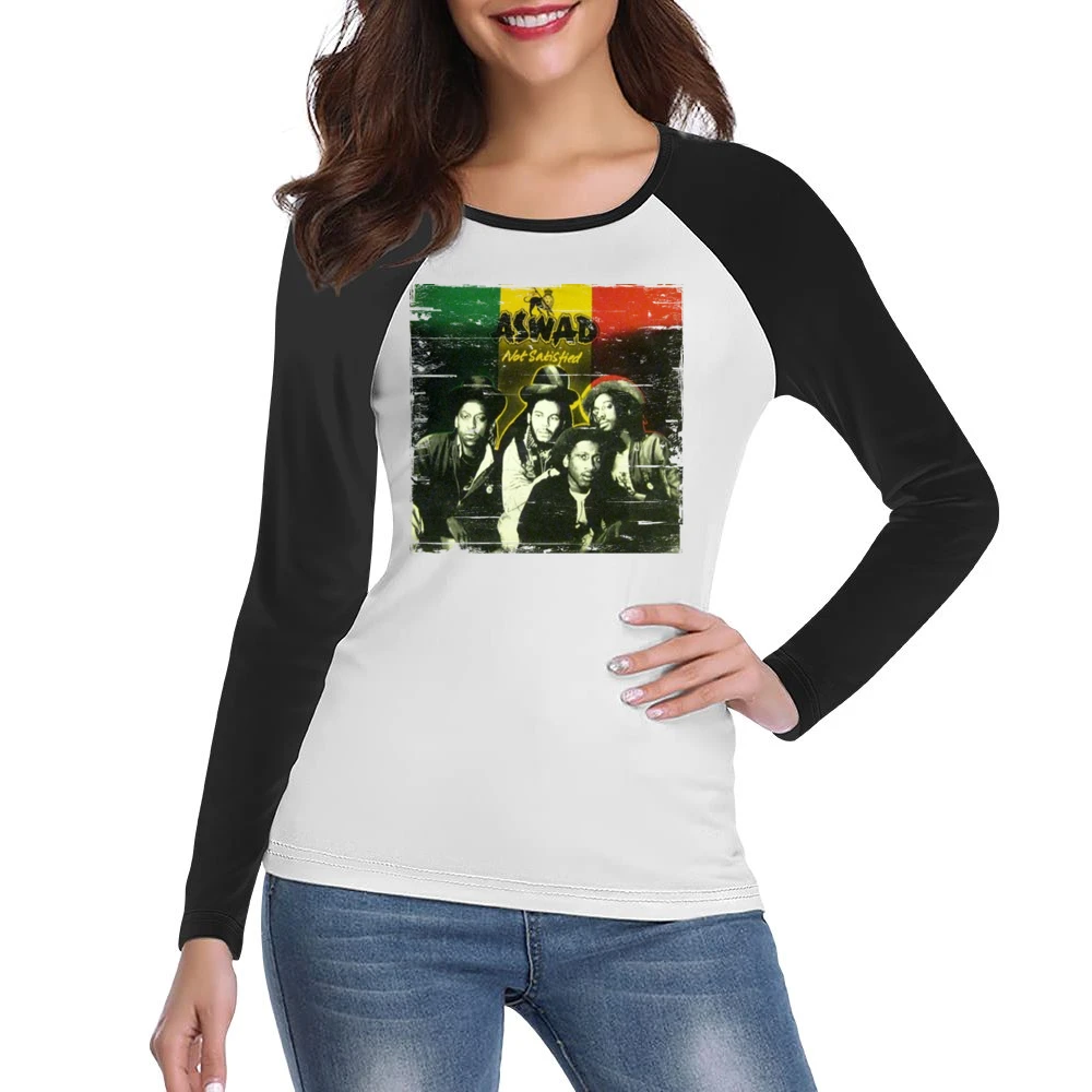 Aswad Not Satisfied Album Cover Distressed Image Women Ladies Long Sleeve T-Shirt
