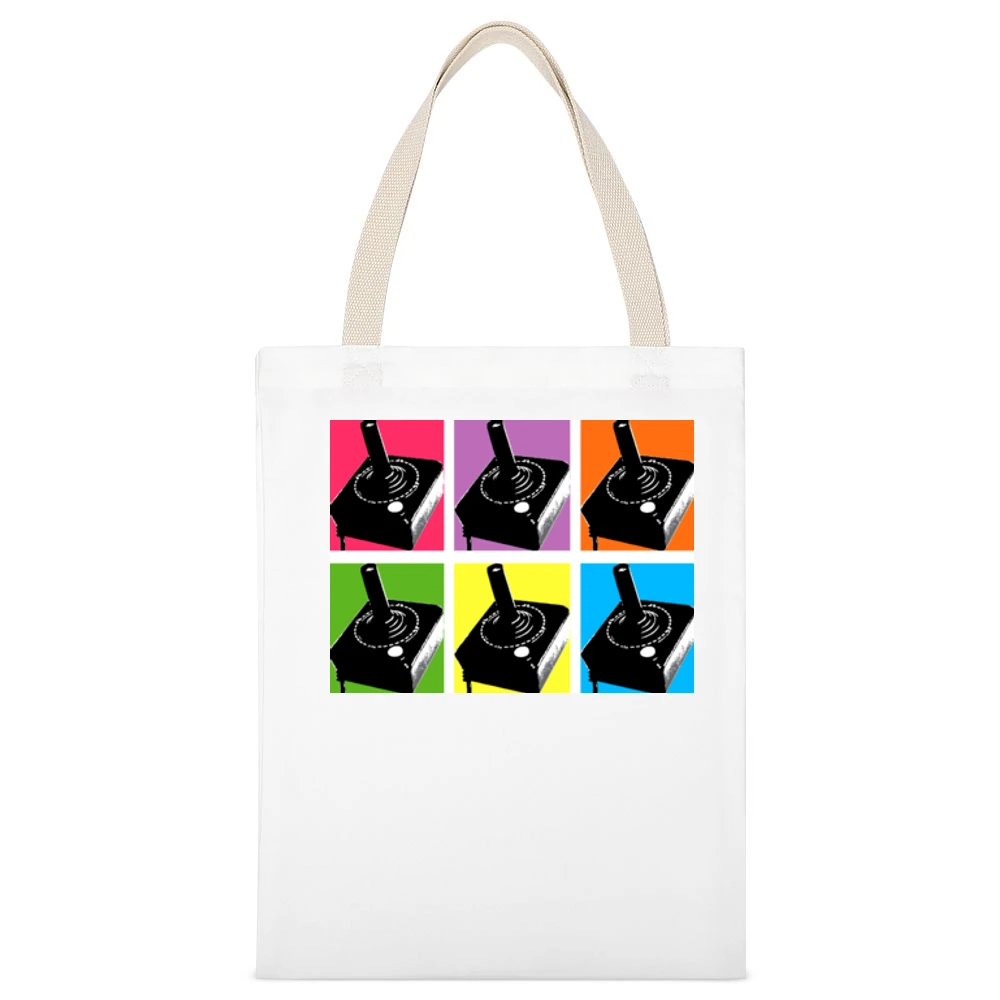 Atari Joystick Retro White Canvas Tote Shopping Bag