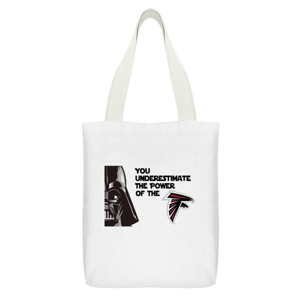 Atlanta Falcons Star Wars Tshirt White Canvas Tote Shopping Bag With Interior Pocket