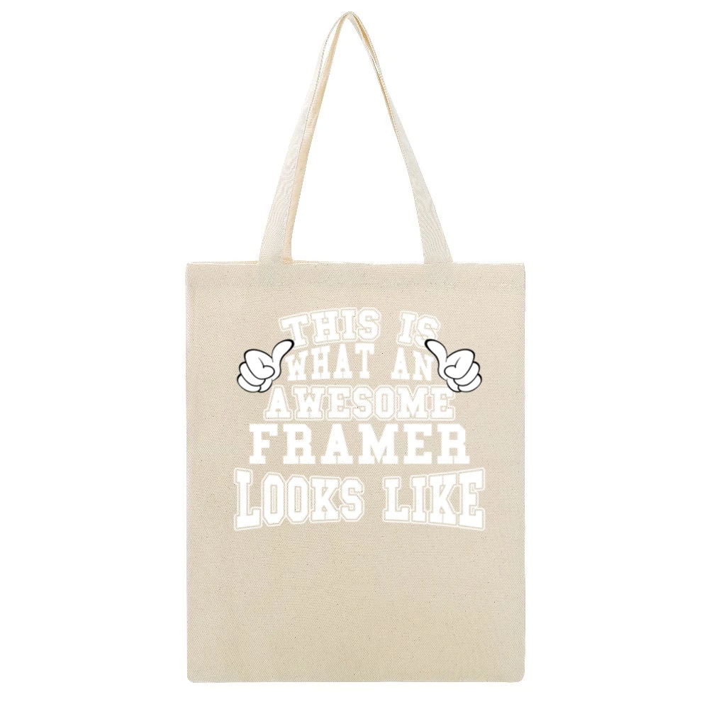 Awesome Framer Tshirt Construction Humor Beige Canvas Tote Shopping Bag