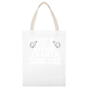 Awesome Framer Tshirt Construction Humor Long Sleeve White Canvas Tote Shopping Bag