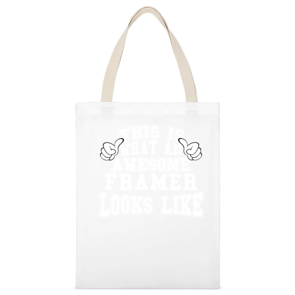 Awesome Framer Tshirt Construction Humor White Canvas Tote Shopping Bag