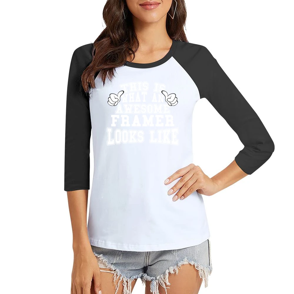 Awesome Framer Tshirt Construction Humor Women Ladies 3-4 Sleeve T-Shirt