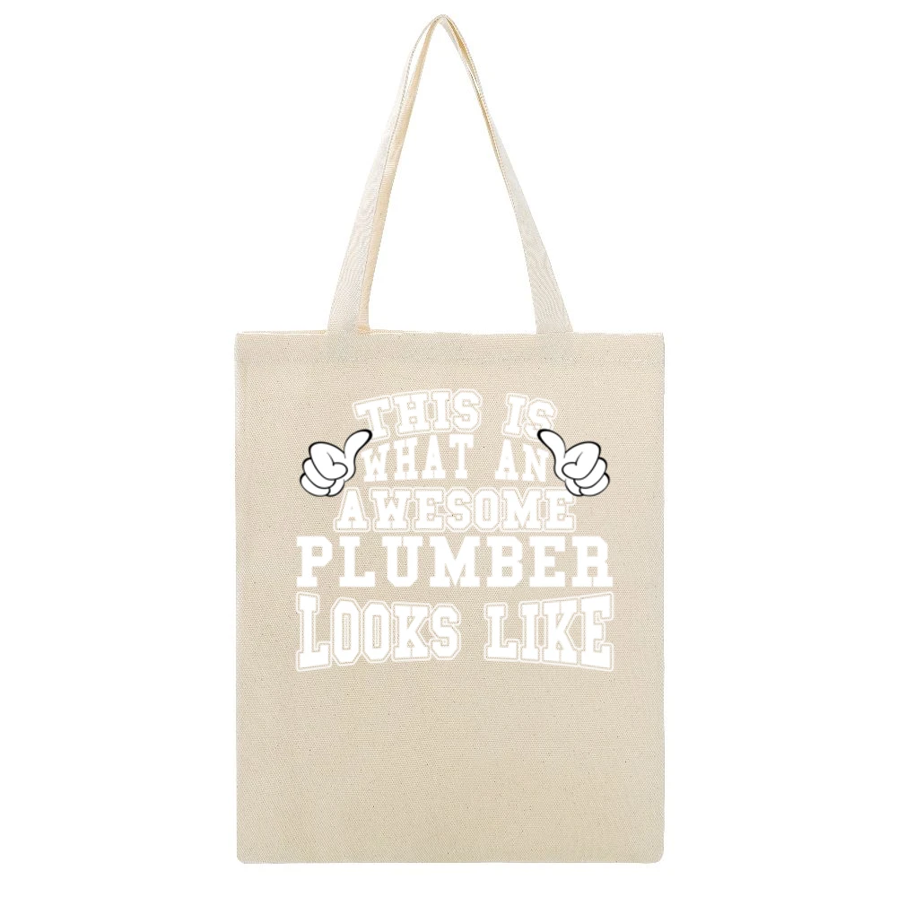 Awesome Plumber Tshirt Construction Humor Beige Canvas Tote Shopping Bag