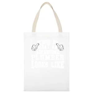 Awesome Plumber Tshirt Construction Humor White Canvas Tote Shopping Bag