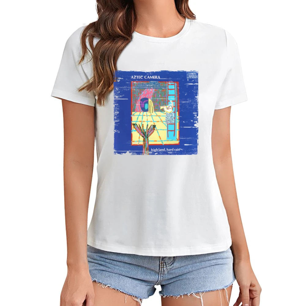 Aztec Camera High Land Hard Rain Album Cover Distressed Image Asian Size Women Ladies T-shirt