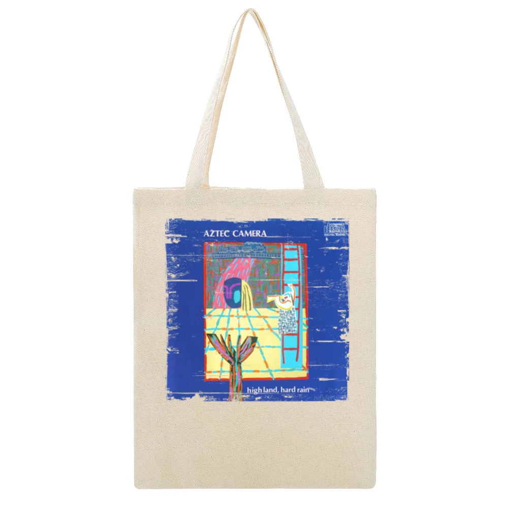 Aztec Camera High Land Hard Rain Album Cover Distressed Image Beige Canvas Tote Shopping Bag