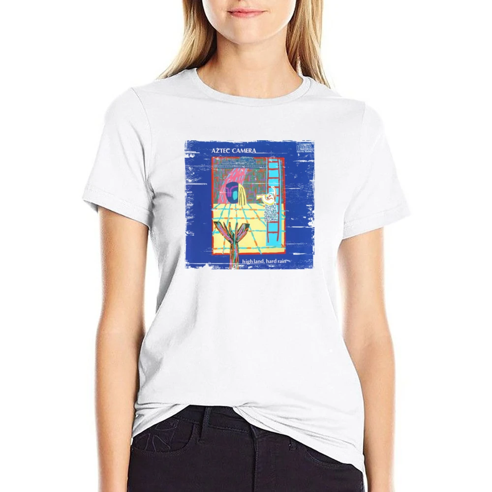 Aztec Camera High Land Hard Rain Album Cover Distressed Image US Size Women Ladies T-shirt