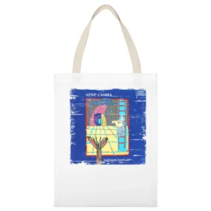 Aztec Camera High Land Hard Rain Album Cover Distressed Image White Canvas Tote Shopping Bag