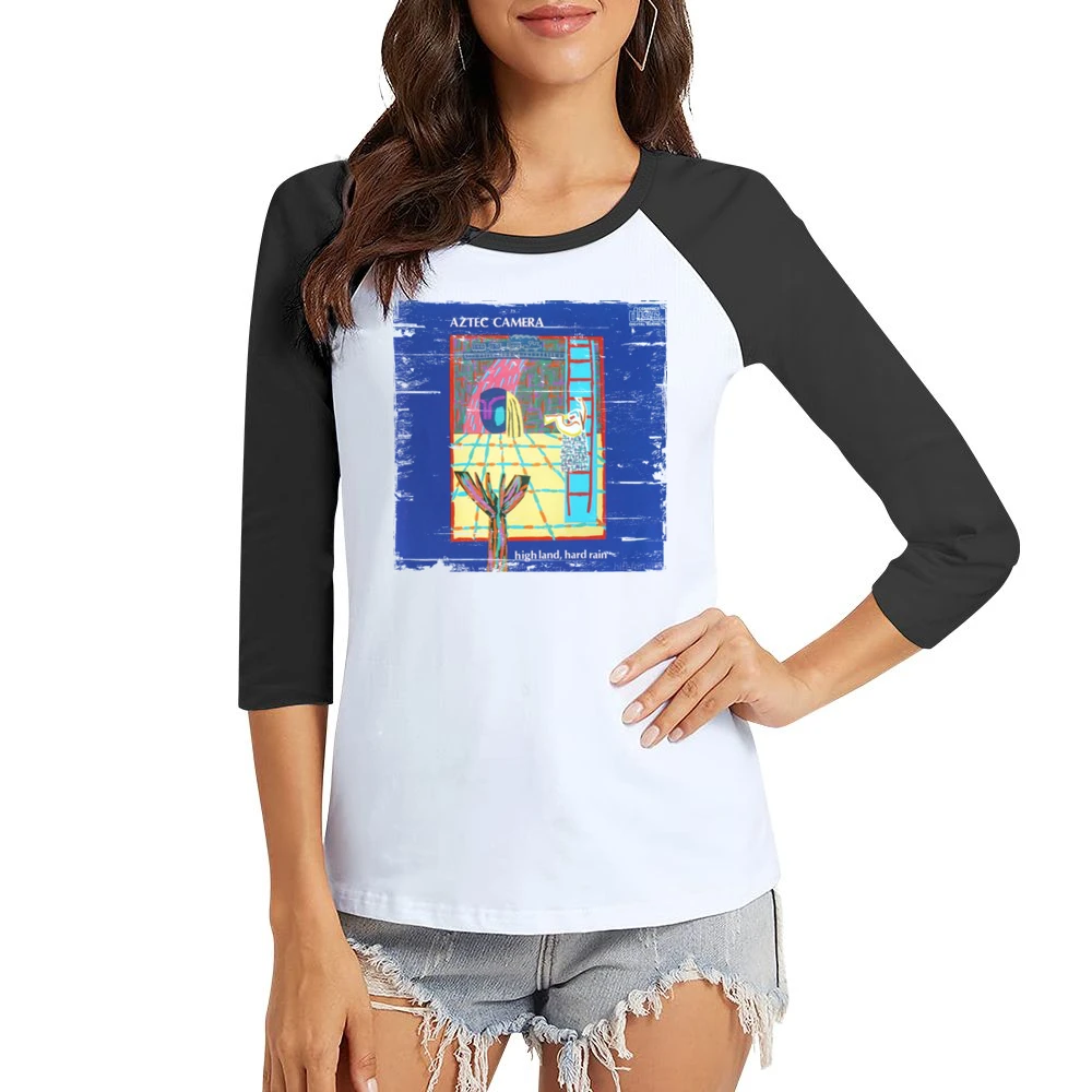 Aztec Camera High Land Hard Rain Album Cover Distressed Image Women Ladies 3-4 Sleeve T-Shirt