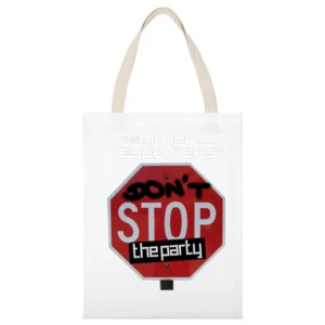 BEP the black eyed peas don't stop the party White Canvas Tote Shopping Bag