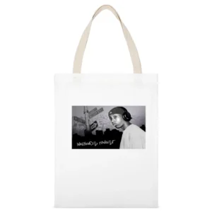 BIG L Tshirt White Canvas Tote Shopping Bag