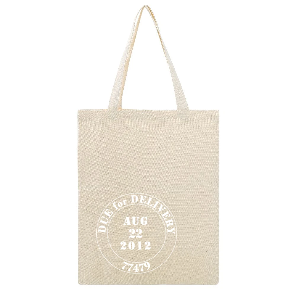 Baby Delivery Date Funny Maternity Beige Canvas Tote Shopping Bag