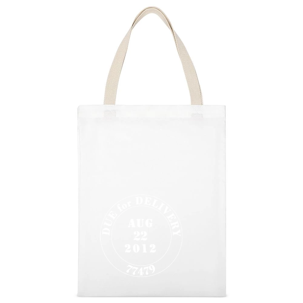 Baby Delivery Date Funny Maternity White Canvas Tote Shopping Bag