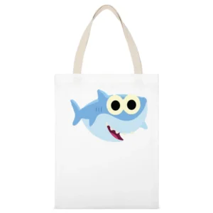 Baby Shark White Canvas Tote Shopping Bag