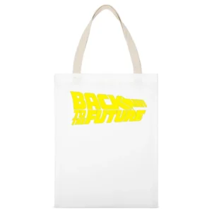 Back To The Future Movie White Canvas Tote Shopping Bag