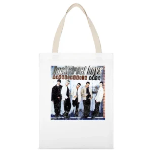Backstreets Back Vintage BSB Album Cover Graphic 90s Boy Band Tee Shir White Canvas Tote Shopping Bag
