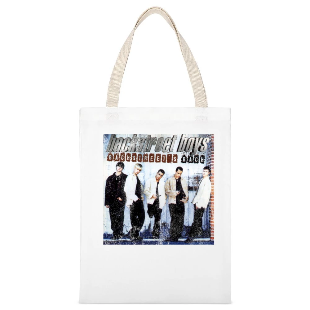 Backstreets Back Vintage BSB Album Cover Graphic 90s Boy Band Tee Shir White Canvas Tote Shopping Bag