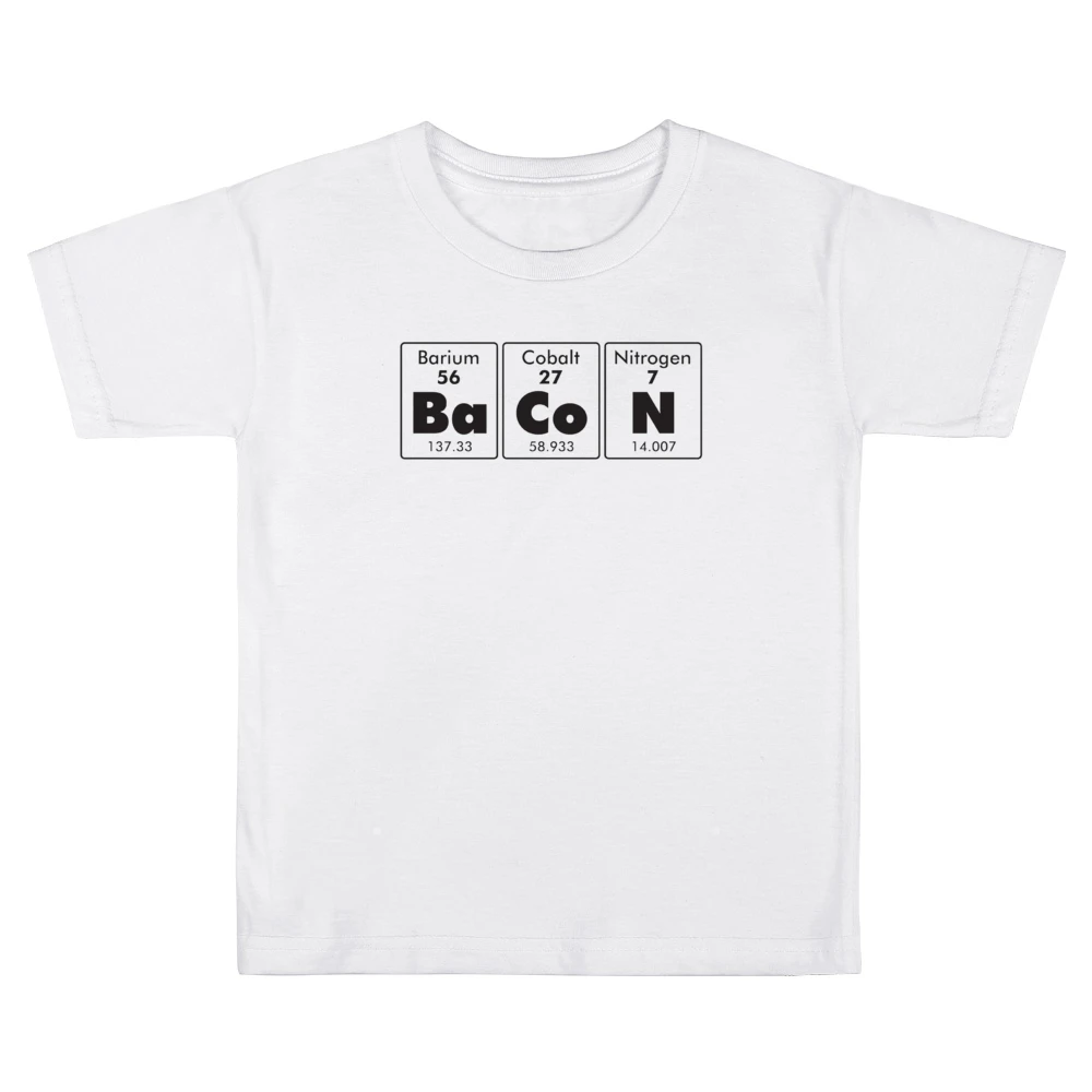 Bacon Elements Funny Periodic Table Geek Nerd Food Kids Boys Girls T-Shirt