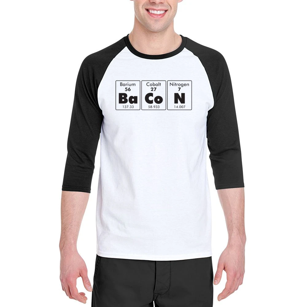 Bacon Elements Funny Periodic Table Geek Nerd Food Men 3/4 Sleeve T-Shirt