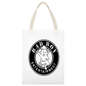 Bad Boy Records Hip Hop Tshirt White Canvas Tote Shopping Bag