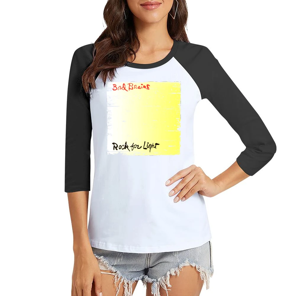Bad Brains Rock For Light Album Cover Distressed Image Women Ladies 3-4 Sleeve T-Shirt