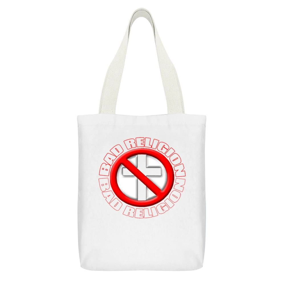 Bad Religion rock Band White Canvas Tote Shopping Bag With Interior Pocket
