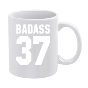 Badass 37 Popular Jersey Style PRINTED ON BACK White Mug
