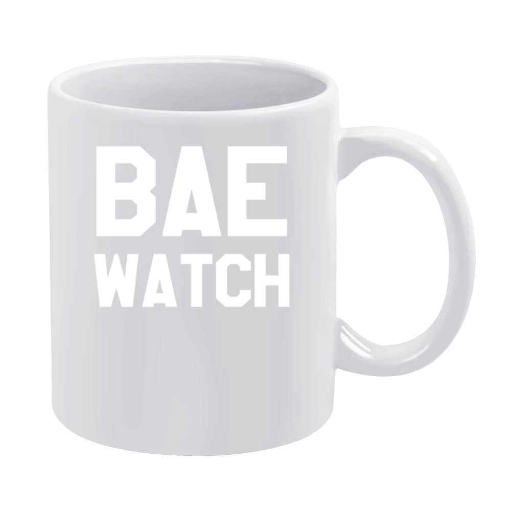 Bae Watch Funny Bay Watch Parody Graphic Tee Shirt White Mug