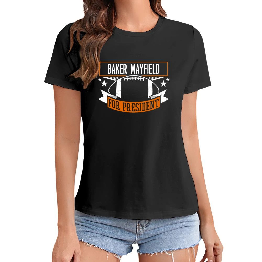 Baker Mayfield For President Cleveland Football Fan Funny Asian Size Women Ladies T-shirt