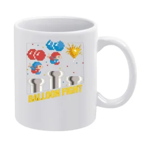 Balloon Fight Video Game Retro 80s White Mug