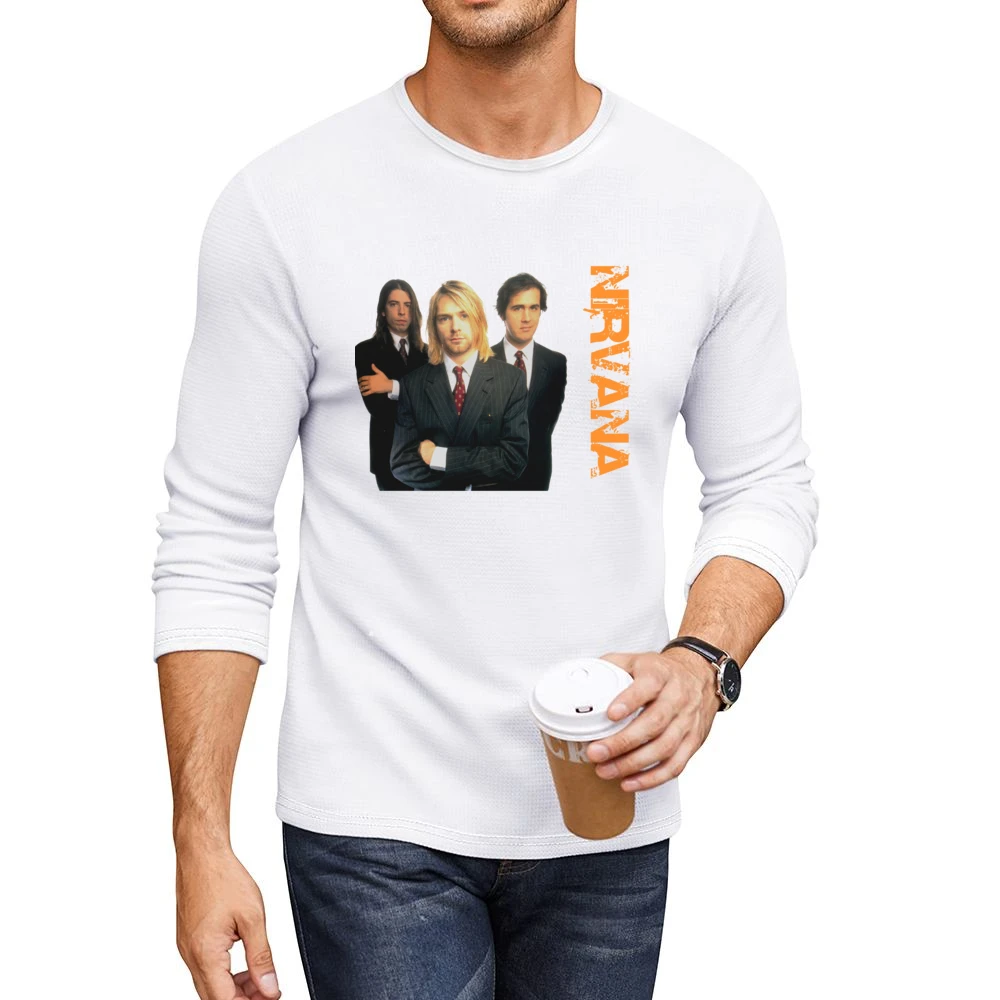 Band nirvana kurt cobain krist novoselic dave grohl Men CrewNeck Long Sleeve T-Shirt