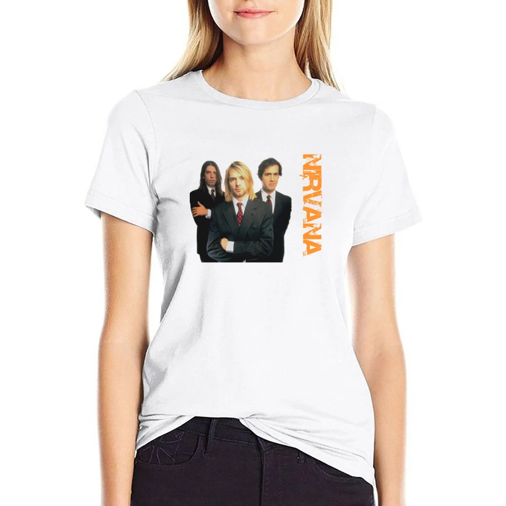 Band nirvana kurt cobain krist novoselic dave grohl US Size Women Ladies T-shirt