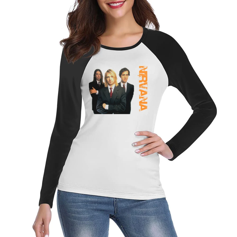 Band nirvana kurt cobain krist novoselic dave grohl Women Ladies Long Sleeve T-Shirt
