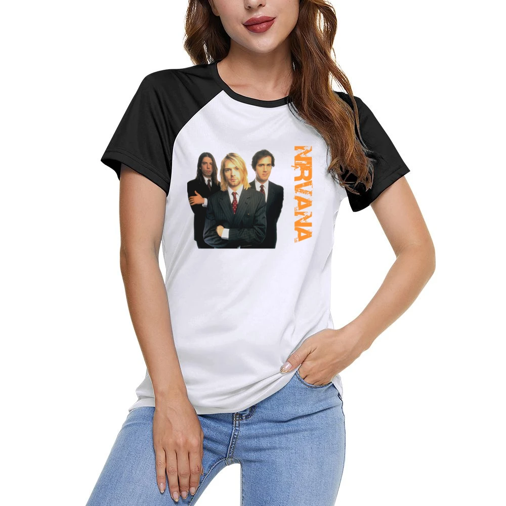 Band nirvana kurt cobain krist novoselic dave grohl Women Ladies Short Sleeve T-Shirt